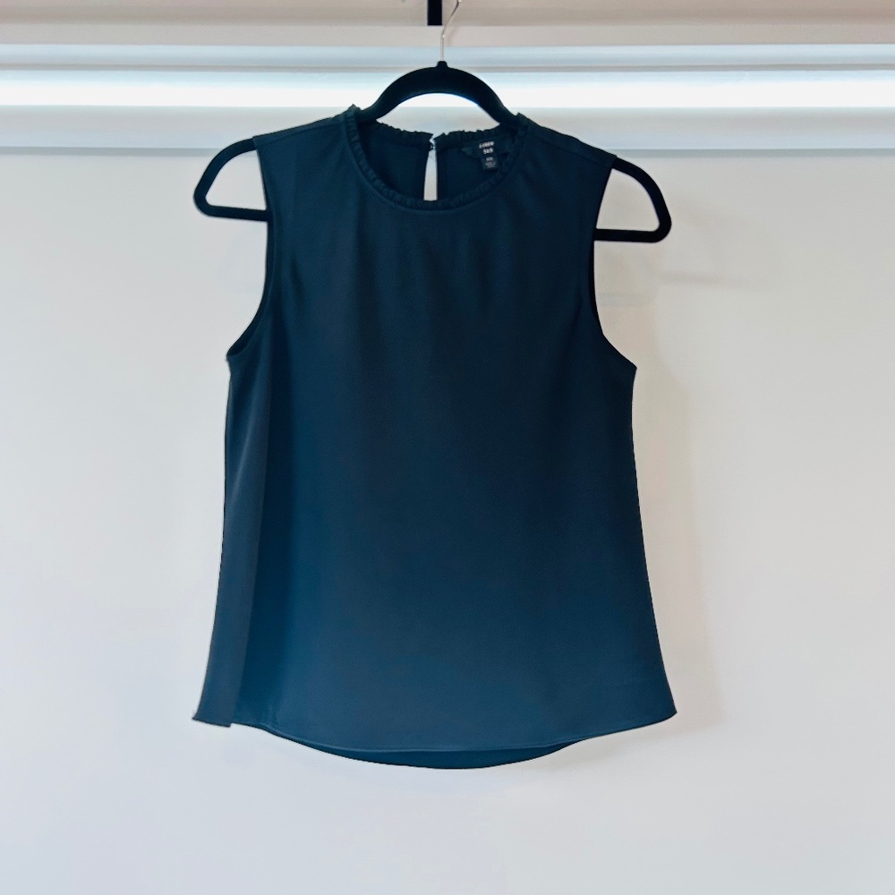 J.Crew Ruffle-neck Shell in Satin-crepe - Picture 3 of 5